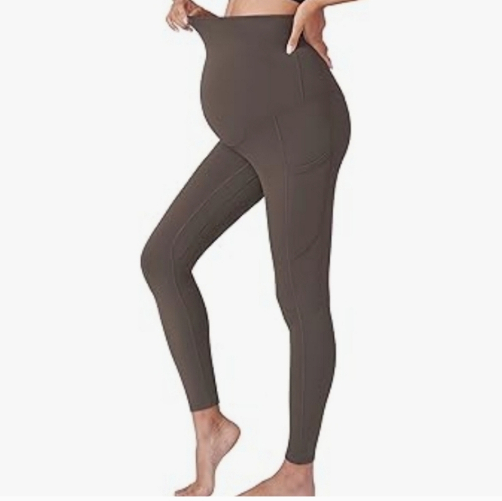 Overbelly Green Maternity Tights Sz Medium